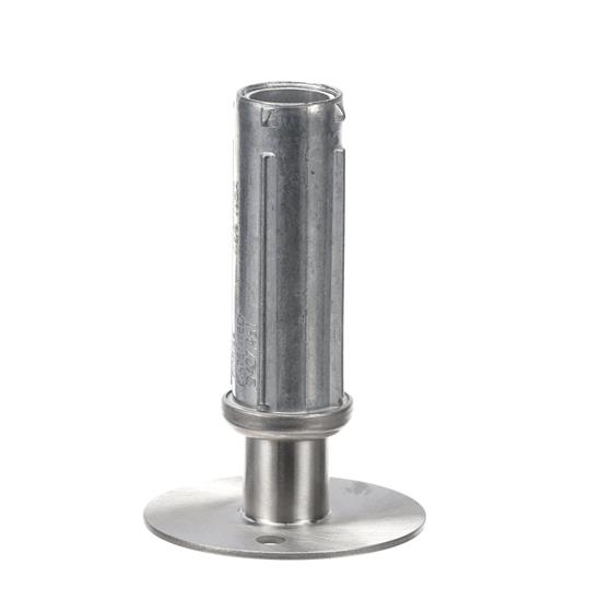 Picture of 1-5/8" Round Stainless Steel Clad Zinc Die Cast 3" Adjustable Hi-Rise Flanged Foot Insert With Mounting Holes