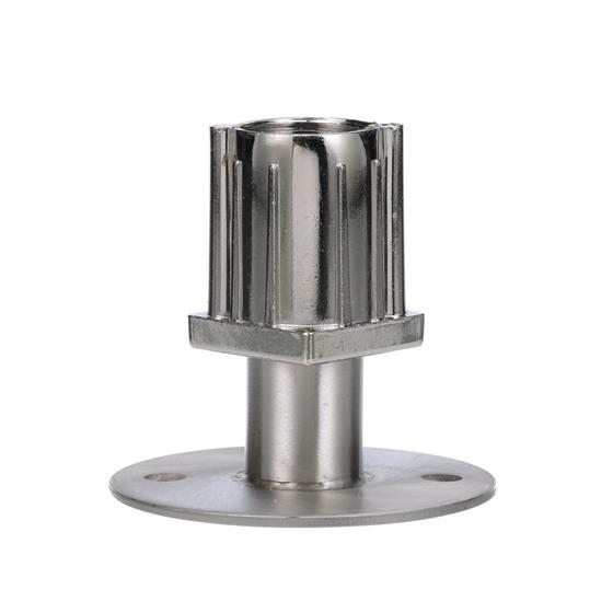Picture of 1-1/2" Square Stainless Steel Clad Zinc Die Cast Adjustable Flanged Foot Insert With Mounting Holes