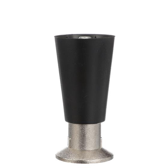 Picture of 4" H Black Thermoplastic Appliance Leg With 1/2-13 Flush Stud and Nickel Plated Die Cast Adjustable Flanged Toe