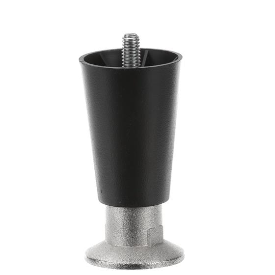Picture of 4" H Black Thermoplastic Appliance Leg With 3/8-16 x 1/2" L Protruding Stud and Nickel Plated Die Cast Adjustable Flanged Toe