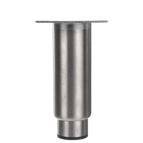 Picture of 2" OD x 6" H Stainless Steel Heavy Duty Equipment Leg With 3-1/2" Square Welded Mounting Plate And 3" Adjustable Black Nylon Toe