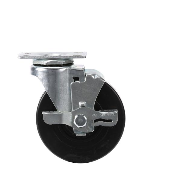 Picture of Standard Duty 1-3/4" x 3" Plate Caster With 5" Black Rubber Wheel With Brake