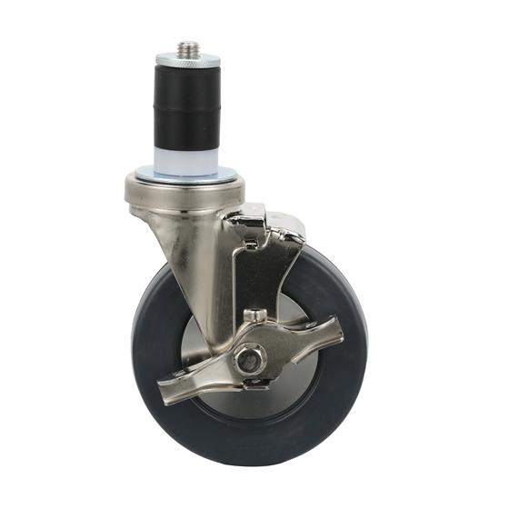 Picture of Medium Duty Stainless Steel 1-1/2" Expanding Stem Caster With 5" Gray Rubber Wheel With Brake