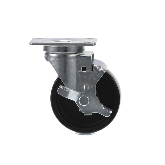 Picture of Medium Duty 2-3/8" x 3-5/8"  Plate Caster With 3" Black Polyolefin Wheel With Brake