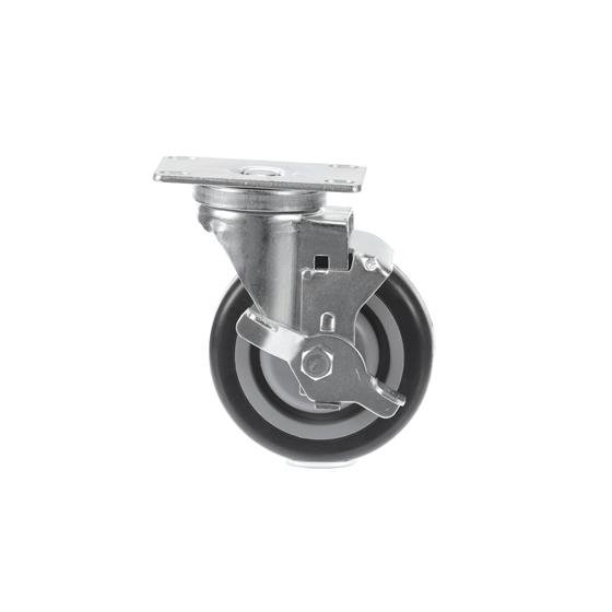 Picture of Medium Duty 2-3/8" x 3-5/8"  Plate Caster With 3" Blue Polyurethane Wheel With Brake