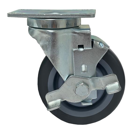 Picture of Medium Duty 2-3/8" x 3-5/8"  Plate Caster With 4" Gray Polyurethane Wheel With Brake