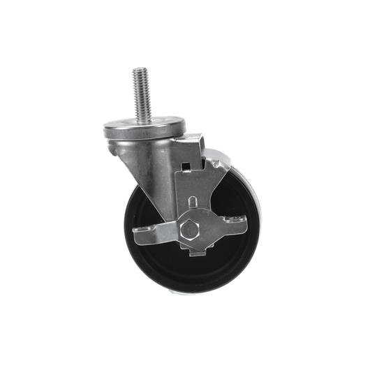 Picture of Medium Duty 1/2-13 x 1-1/2" Threaded Stem Caster With 4" Black Polyolefin Wheel With Brake
