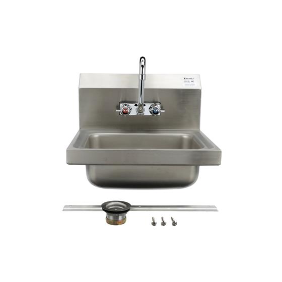 Picture of Encore® Wall Mount Type 304 Series Stainless Steel Hand Sink 4" OC Mounting Holes 14" x 10" x 5" Deep Less Side Splash with KHS15-4000