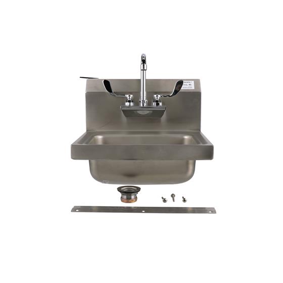 Picture of Encore® Wall Mount Type 304 Series Stainless Steel Hand Sink with KL45-4000-SE4 Faucet 14" x 10" x 5" Deep Less Side Splash