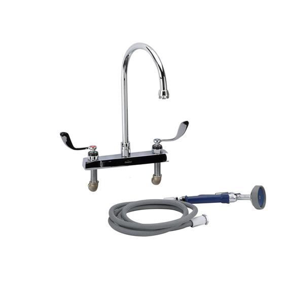 Picture of Encore® 8" OC Deck Mount Veterinary Faucet 72" Hose with Lightweight Aluminum Side Sprayer