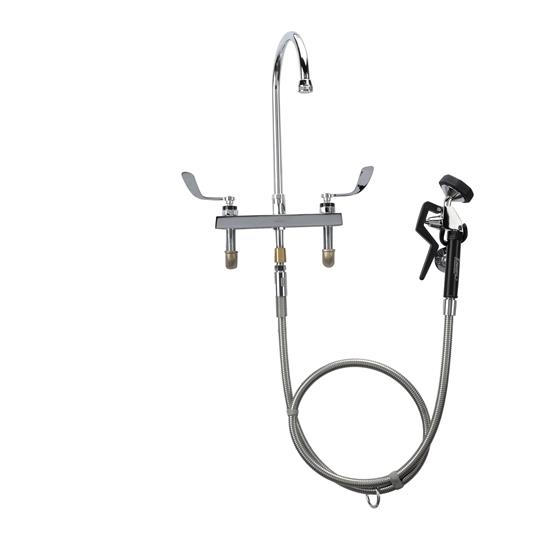 Picture of Encore 8" OC Deck Mount Veterinary Faucet 72" Hose with Heavy Duty Side Sprayer