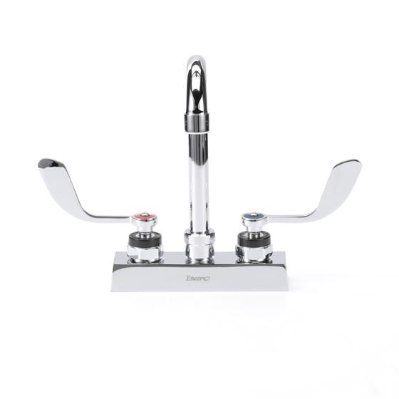 Picture of Encore 4" OC Deck Mount Faucet with 3-1/2" Rigid Gooseneck Spout and 4" Wrist Blade Handles