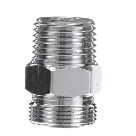 Picture of Chrome Plated Brass Pre-Rinse Hose Adapter Converts Encore Hose to Male 1/2" NPT (Retail Packaging)