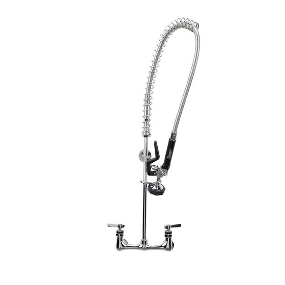 Picture of Encore® 8" OC. Brass Chrome Plated Wall Mount Pre Rinse Assembly with Wall Bracket and Offset Supply Inlets