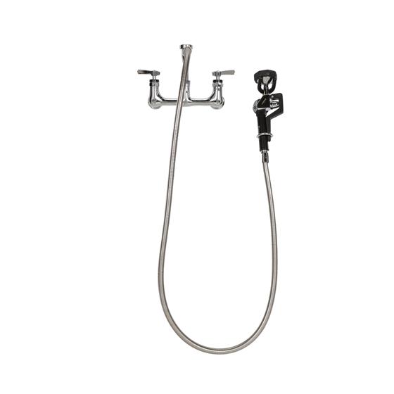 Picture of Encore® 8" OC. Brass Chrome Plated Wall Mount Utility Spray Assembly Angled Spray Head Ceramic Valves and 96" Hose