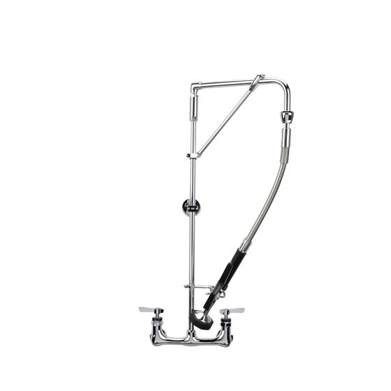 Picture of Encore® 8" OC  Brass Chrome Plated Swivel Arm Pre-rinse Assembly with 12" Swivel Arm with Support Bracket and 26" Riser