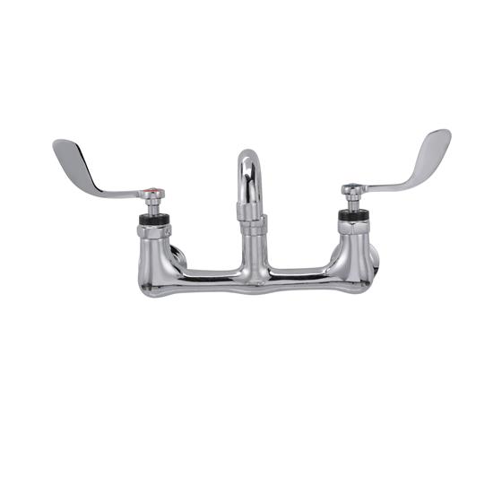 Picture of Encore® 8" OC. Brass Chrome Plated Wall Mount Faucet with 6" Swivel Spout 4" Wrist Blade Handles
