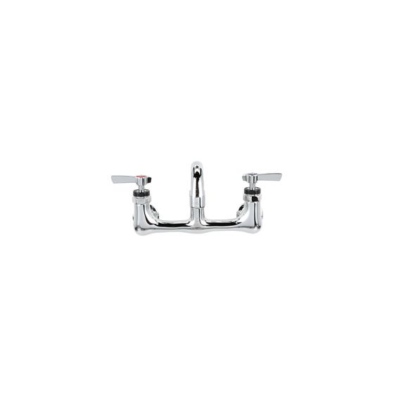 Picture of Encore® 8" OC. Brass Chrome Plated Wall Mount Faucet 1.5 gpm with 12" Swivel Spout and Lever Handles