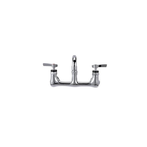 Picture of Encore® 8" OC. Brass Chrome Plated Wall Mount Faucet Ceramic Valves with 10" Swivel Spout