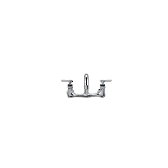 Picture of Encore® 8" OC. Brass Chrome Plated Wall Mount Faucet Ceramic Valves with 16" Swivel Spout, Retail Packaging
