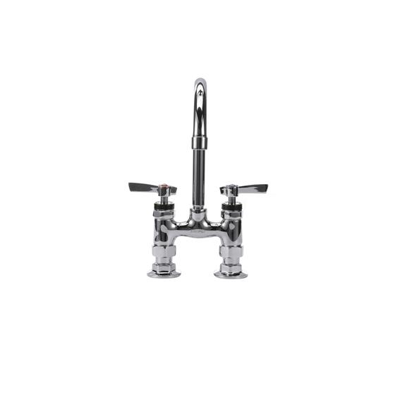 Picture of Encore® 4" OC Brass Chrome Plated Elevated Deck Mount Faucet with 6" Rigid Gooseneck Spout