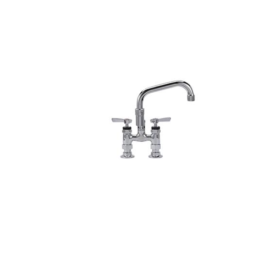 Picture of Encore® 4" OC Brass Chrome Plated Elevated Deck Mount Faucet Ceramic Valves with 18" Double Jointed Swivel  Spout