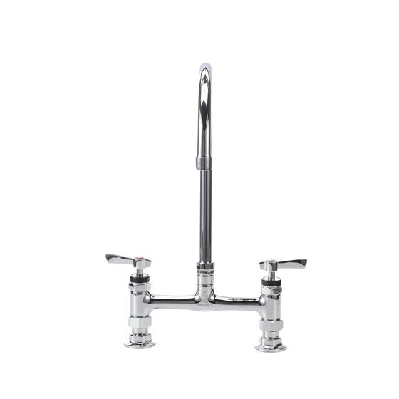 Picture of Encore® 8" OC Brass Chrome Plated Deck Mount Faucet Ceramic Valves with 8" Swivel Gooseneck Spout
