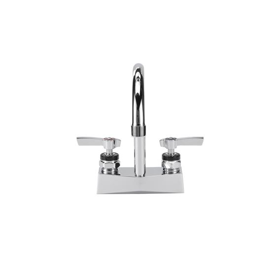 Picture of Encore® Brass Chrome Plated 4" OC Deck Mount Faucet Ceramic Valves with 6" Rigid Gooseneck Spout