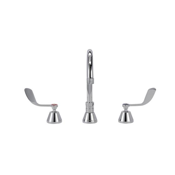 Picture of Encore® Adjustable Widespread Deck Mount Faucet Ceramic Valves with Swivel 6" Gooseneck Spout and 4" Wrist Blade Handles