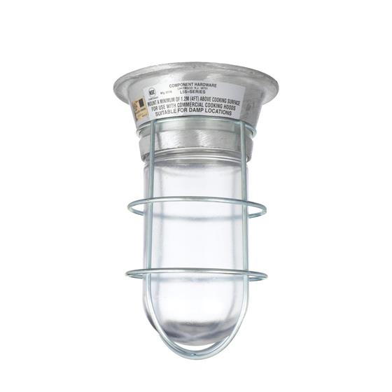 Picture of 100W Surface Mount  CSA Approved Incandescent Hood Light With Clear Coated Tempered Glass Globe And Wire Guard