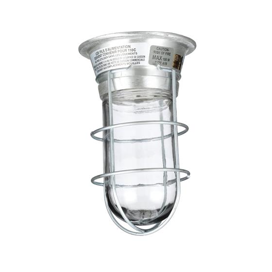 Picture of 100W Surface Mount  CSA Approved Incandescent Hood Light With Tempered Glass Globe And Wire Guard