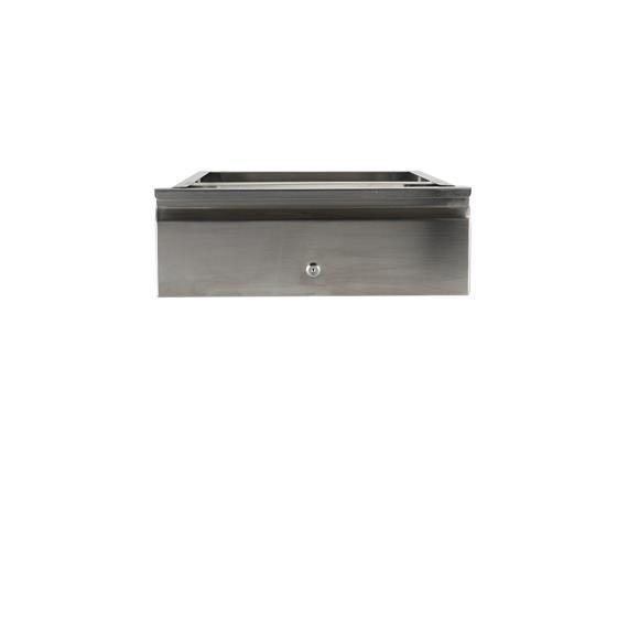 Picture of 15" W x 20" L x 5" D Stainless Steel Economy Drawer Assembly with Cylinder Lock and Stainless Steel Pan