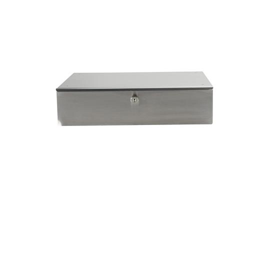 Picture of 16-1/4" W x 16-5/8" L x 4" H Stainless Steel Lockable Cash Drawer with Removable Currency Tray and Cover