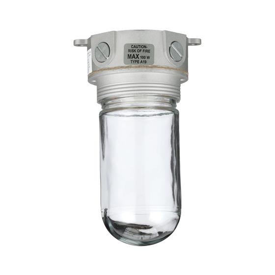 Picture of 100W 120VAC CSA Listed Aluminum Surface Mount Incandescent Refrigeration Light With Clear Glass Globe