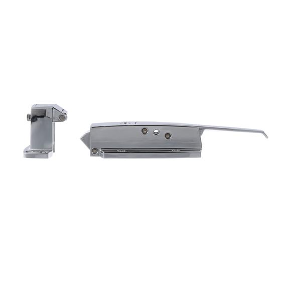 Picture of 3/4 to 1-5/8" Offset Polished Chrome Heavy Duty Walk-In Cooler Door Safety Latch with Cylinder Lock and Strike