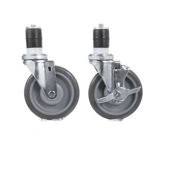 Picture of Caster Kit, Medium Duty 1-5/8" Expanding Stem Caster With 5" Gray Polyurethane Wheel, 2 Brake And 2 Non-Brake In Retail Box