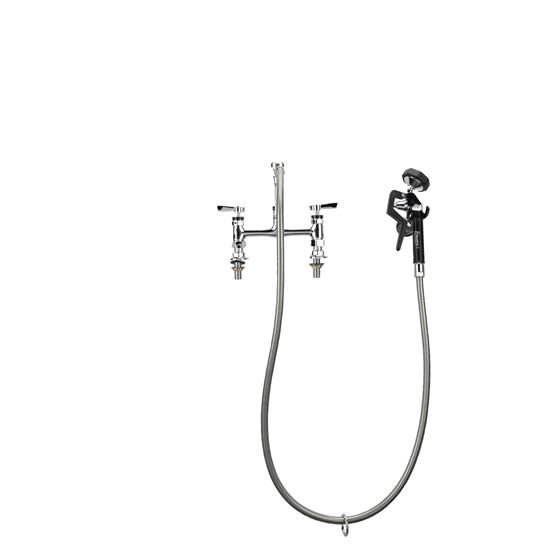 Picture of Encore®  8" OC Brass Chrome Plated Deck Mount Utility Spray Assembly Ceramic Valves with 72" Hose