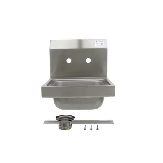 Picture of Encore Wall Mount Type 304 Series Stainless Steel Hand Sink 14" x 10" x 5" Deep with 4" OC Holes, Double side splash and KHS15-4000 Faucet