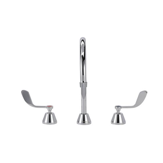 Picture of Encore® Adjustable Widespread Deck Mount Faucet with Rigid 8-1/2" Gooseneck Spout and 4" Wrist Blade Handles