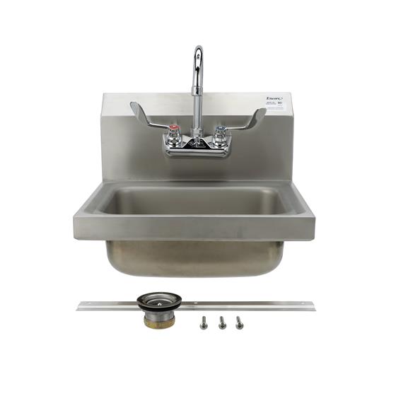 Picture of Encore® Stainless Steel Wall Mounted Hand Sink with Side Splash, 14" X 10" X 5", TOP-LINE Wall Mount Faucet and Mounting Bracket