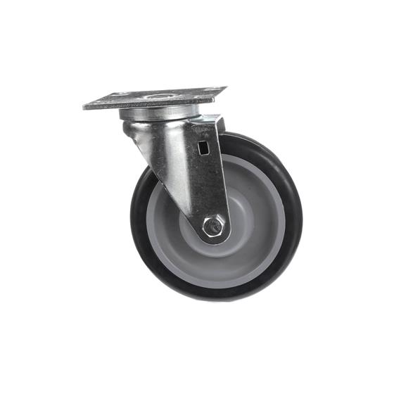 Picture of 3-1/2” x 3-1/2” Universal Mounting Plate Caster, 5" Blue Polyurethane Wheel Without Brake