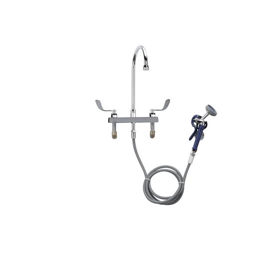 Picture of Encore® Adjustable Widespread Deck Mount Faucet with Rigid 6" Gooseneck Spout and 4" Wrist Blade Handles