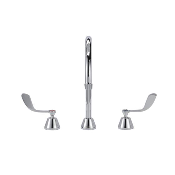 Picture of Encore® Adjustable Widespread Deck Mount Faucet Ceramic Valves with Rigid 8-1/2" Gooseneck Spout and 4" Wrist Blade Handles