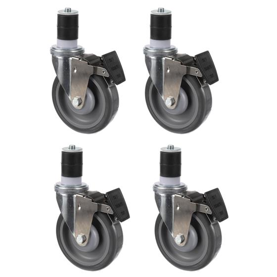 Picture of Caster Kit, Medium Duty 1-5/8" Expanding Stem Caster, 5" Dia. Gray Polyurethane Wheel With Total-Lock Brake, 4-Pack