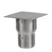 Picture of 1-5/8" x 3-9/16" H Stainless Steel Leg Socket With FlangedTop, Flared Body And 3-1/2" x 3-1/2" Welded Mounting Plate