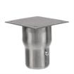 Picture of 1-5/8" x 3-9/16" H Stainless Steel Leg Socket With FlangedTop, Flared Body And 3-1/2" x 3-1/2" Welded Mounting Plate