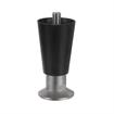 Picture of 4" H Black Thermoplastic Appliance Leg With 1/2-13 x 1/2" L Protruding Stud and Nickel Plated Die Cast Adjustable Flanged Toe