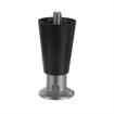Picture of 4" H Black Thermoplastic Appliance Leg With 1/2-13 x 1/2" L Protruding Stud and Nickel Plated Die Cast Adjustable Flanged Toe