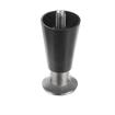 Picture of 4" H Black Thermoplastic Appliance Leg With 1/2-13 x 1/2" L Protruding Stud and Nickel Plated Die Cast Adjustable Flanged Toe