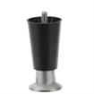 Picture of 4" H Black Thermoplastic Appliance Leg With 3/8-16 x 1/2" L Protruding Stud and Nickel Plated Die Cast Adjustable Flanged Toe